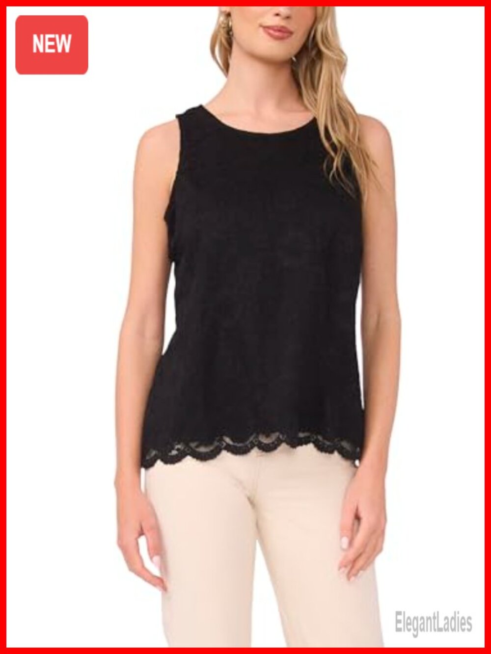 Lace Sleeveless Tank Top V-Neck Regular Fit Versatile Layering Womens